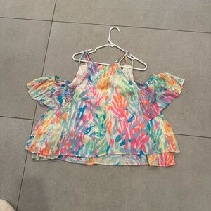 Lilly Pulitzer bright and beautiful Cold-Shoulder Top. XL, excellent condition
